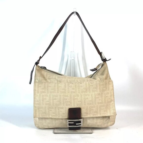 FENDI Zucca Mamma Baguette bag Shoulder Bag Canvas/Leather Beige - Picture 1 of 16